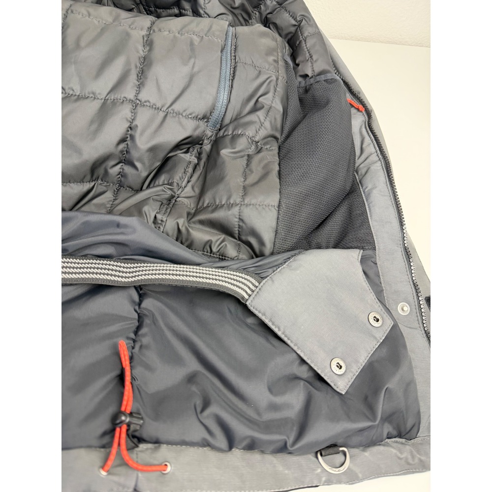 Eddie Bauer Mens Nylon WeatherEdge Plus Ski Jacket S Grey Hooded Powder Skirt - Picture 8 of 12